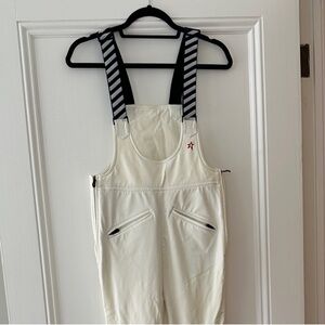 Perfect Moment Cream Overalls with Black Striped Straps